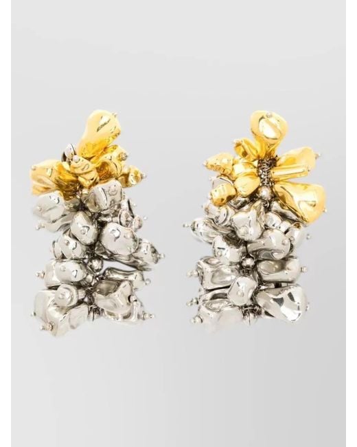 Dries Van Noten Metallic Handmade Ear Pin Bead Embroidery Design