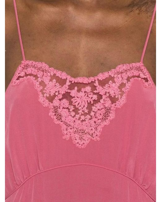 Chloé Pink Silk Lace-Trimmed Spaghetti-Strap Long Nightdress