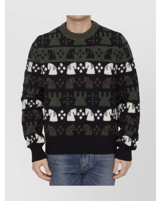 Burberry Black Ribbed Relaxed-Fit Checked Wool Jumper for men