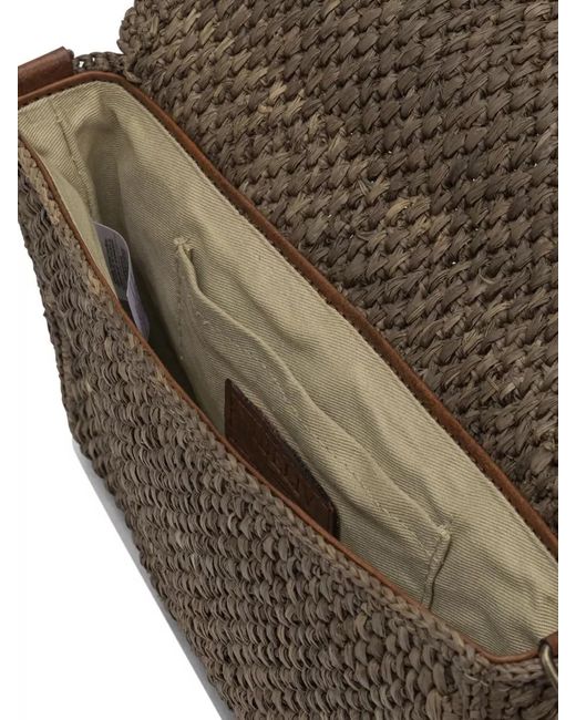 IBELIV Brown Shoulder Bag Woven Texture Braided Handle Hardware