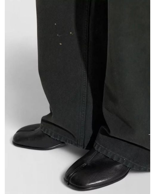 Maison Margiela Black Tabi Leather Ankle Boots Split Square Toe for men