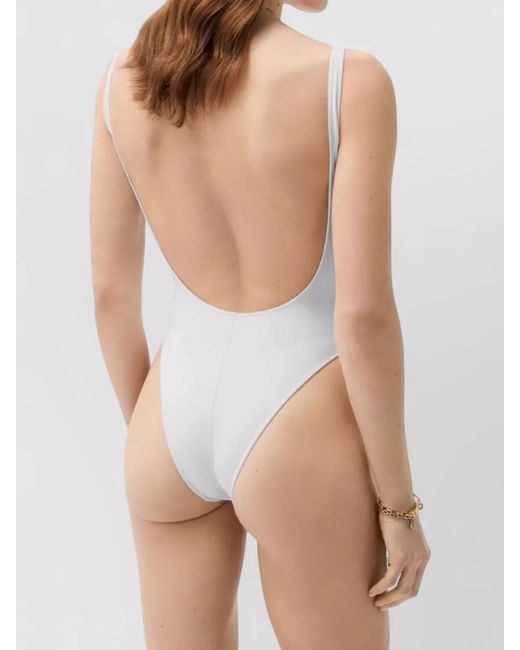 Versace White One Piece Swimsuit Scoop Back High Leg