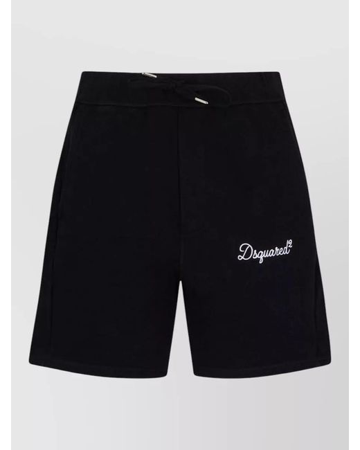 DSquared² Black Cotton Relaxed-Fit Knee-Length Chino Shorts for men