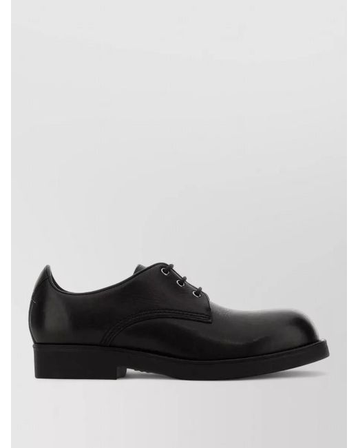MM6 by Maison Margiela Black Leather Derby Lace Up Shoes Round Toe for men