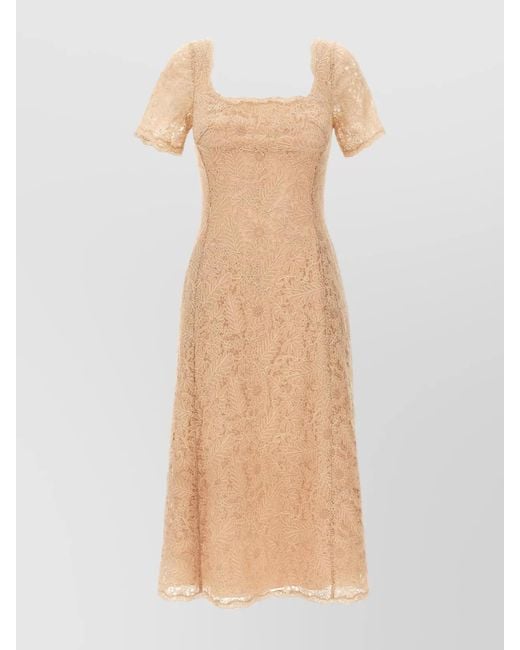 Ermanno Scervino Natural Lace Midi Dress