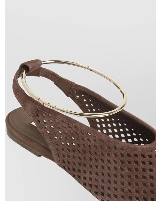 Jil Sander Brown Goat Leather Slingback Sandals Pointed Toe