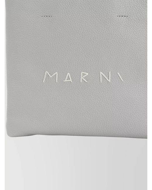 Marni Gray Museo Mini Leather Tote Bag