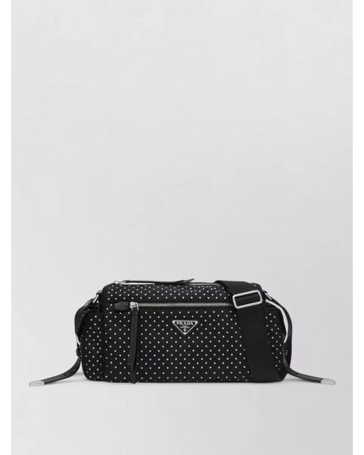 Prada Black Shoulder Bag Adjustable Strap Polka Dot Design