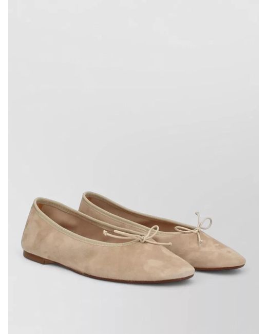 Aeyde Natural Dolphin Ballerina Shoes Bow Detail