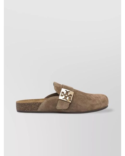 Tory Burch Brown Suede Leather Mellow Mules