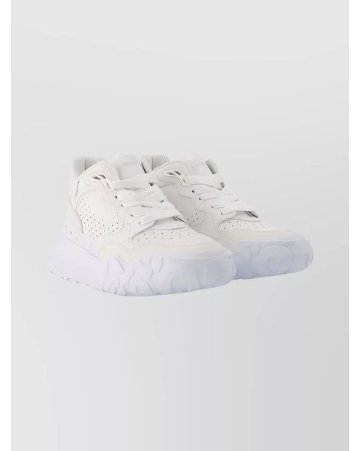 McQueen White Leather Low-Top Sneakers