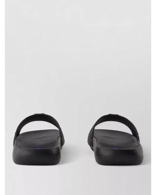 Burberry Black Embossed Pattern Slides Flat Sole Open Toe