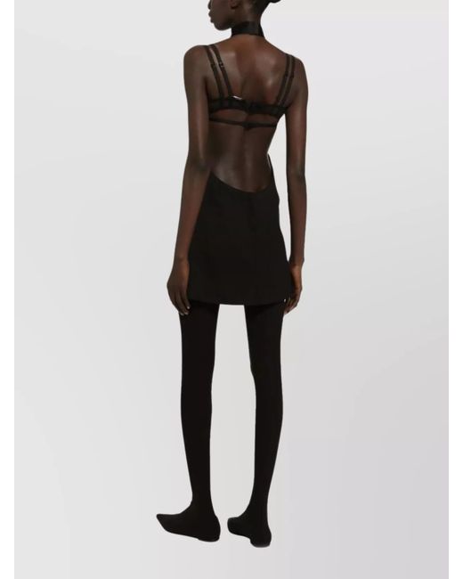 Dolce & Gabbana Black Virgin Wool Sleeveless Open Back Mini Dress