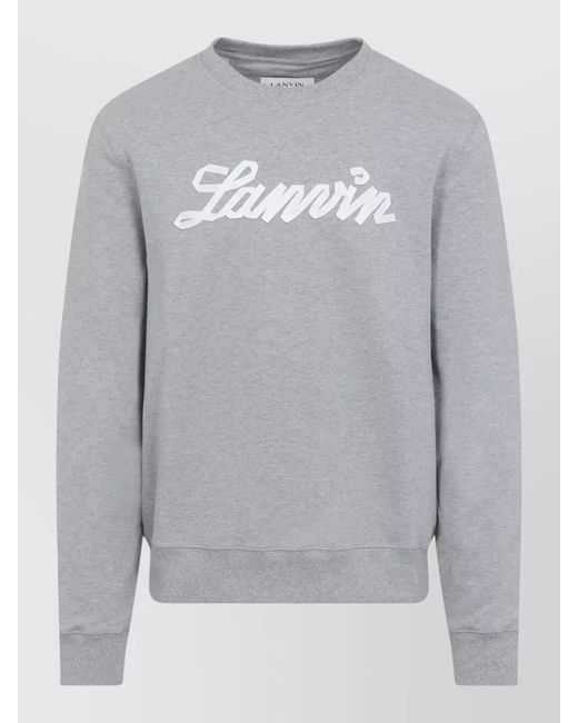 Lanvin Gray Logo Embroidery Cotton Fleece Sweatshirt for men