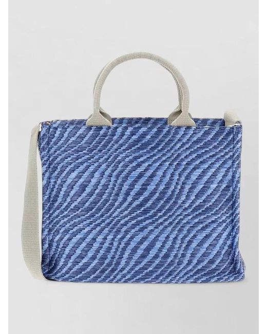 Marni Blue Small Textured Tote Bag Top Handles Shoulder Strap