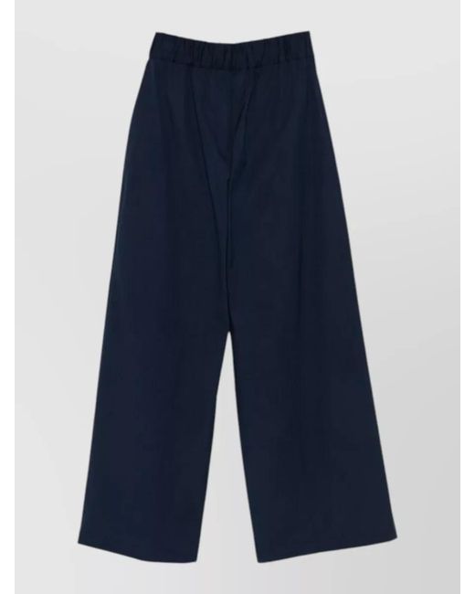 Semicouture Blue Jhonny Cotton Trousers Wide Leg Side Pockets