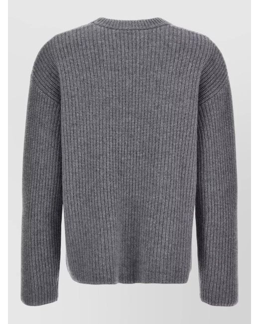 P.A.R.O.S.H. Gray Cashmere Crew Neck Sweater Long Sleeves Knit