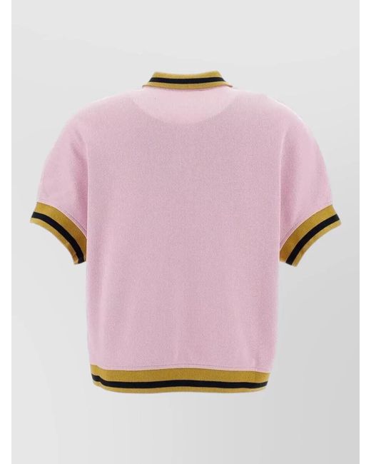 Marni Pink Cotton Striped Polo Shirt