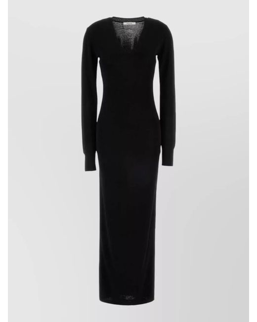 Entire studios Black Knit Dress Fitted Long Length V Neckline