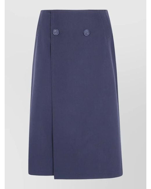 MM6 by Maison Margiela Blue Mid Length Skirt Front And Back Slits