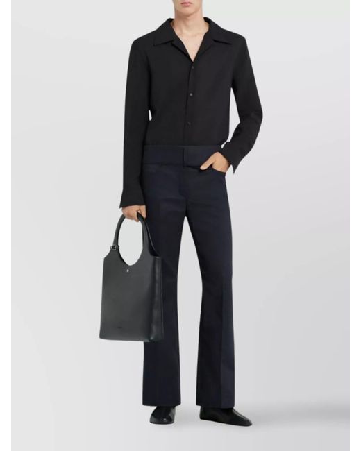 Courreges Blue Long-Sleeve Camp-Collar Shirt for men