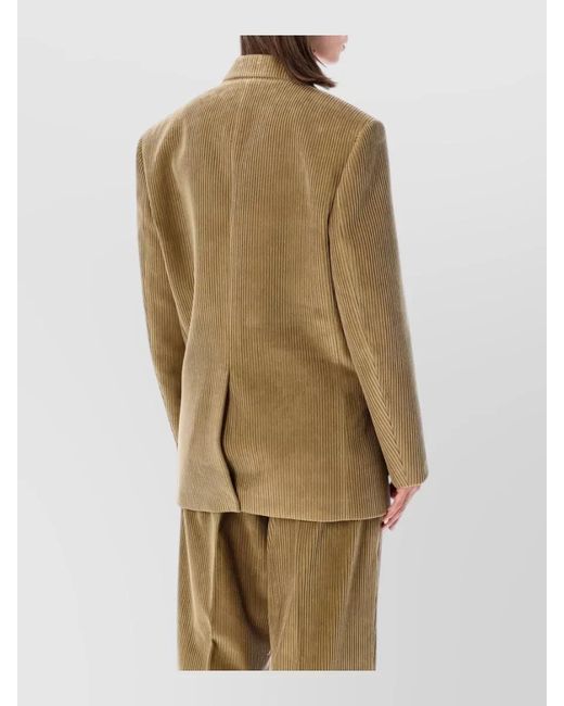 Rohe Natural Corduroy Blazer Structured Shoulders Notch Lapels