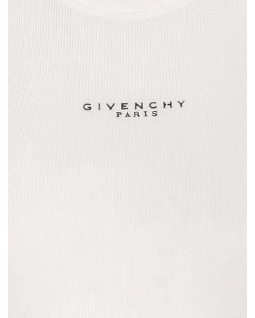 Givenchy White Ribbed Logo-Print Tank Top