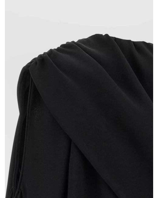 Balenciaga Black Silk Asymmetric Draped Top
