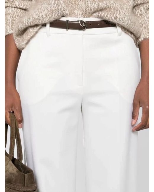 P.A.R.O.S.H. White Pants Wide Leg Belt Loops Pockets