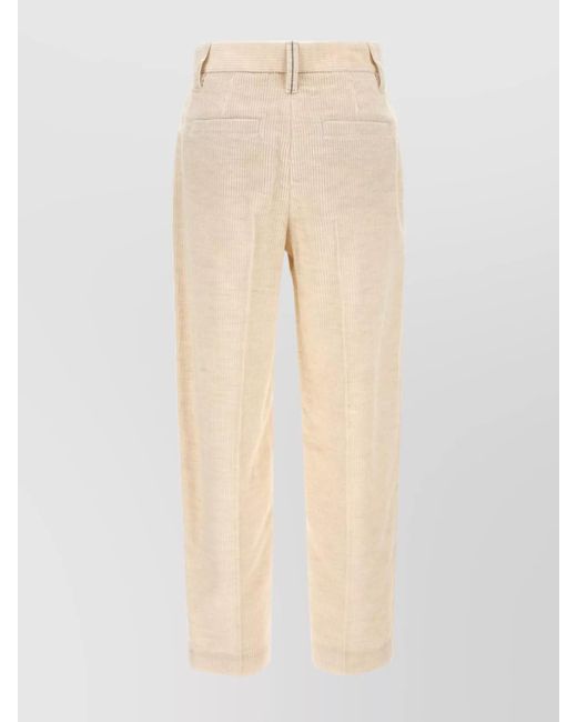 Brunello Cucinelli Natural Striped Regular-Fit Tailored Trousers