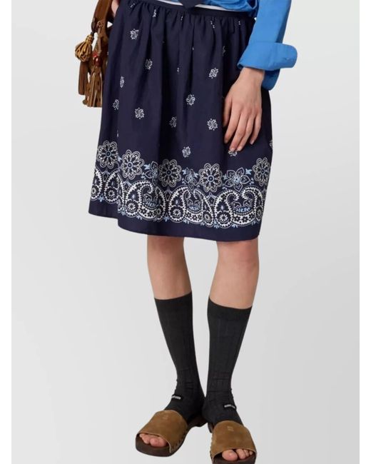Miu Miu Blue Cornflower Print Poplin Skirt