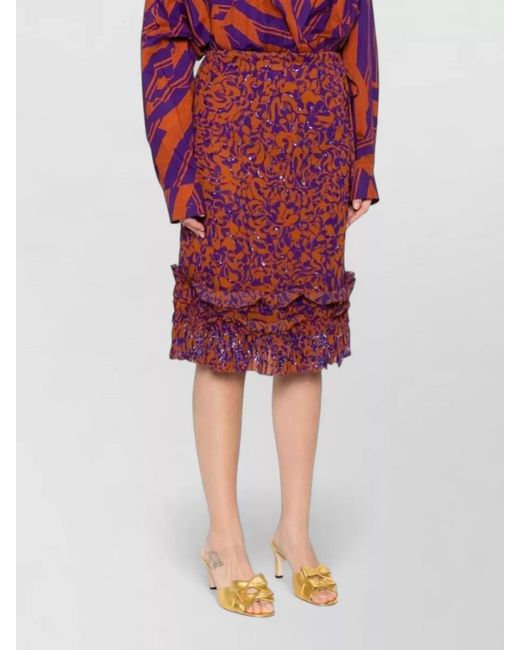 Dries Van Noten Red Wrap Skirt Knee Length Vibrant Embroidery