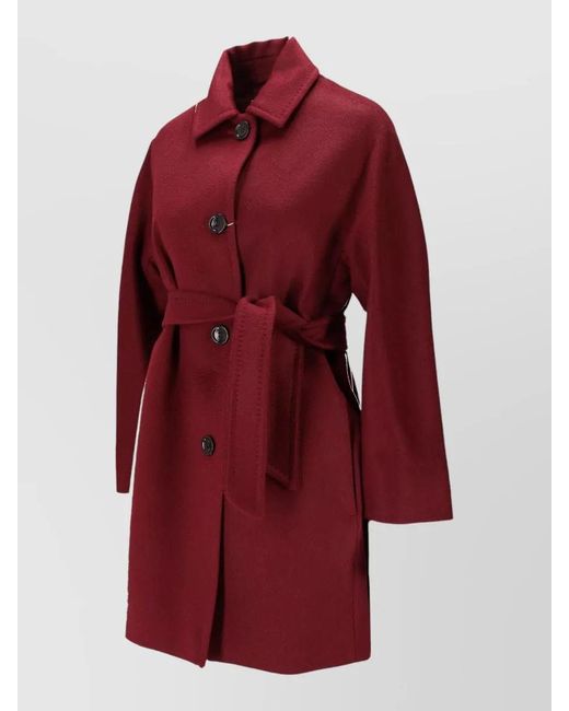Max Mara Red Camel Hair Single-Breasted Coat