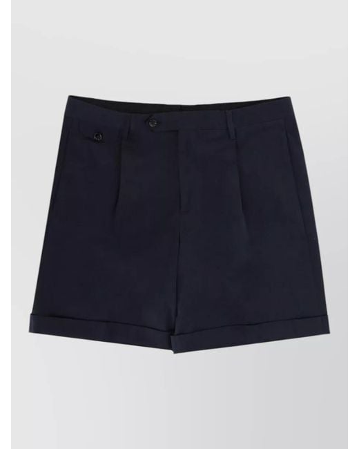 Lardini Blue Cotton Tailored Shorts Belt Loops Pleats for men