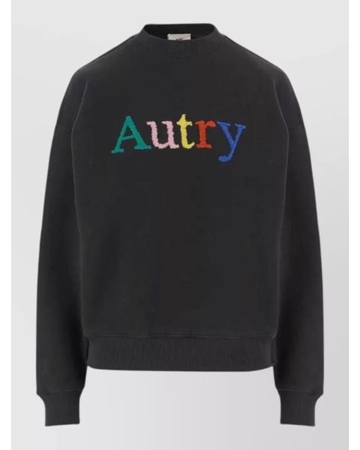 Autry Black Cropped Sweatshirt Heavy Jersey Fleece for men