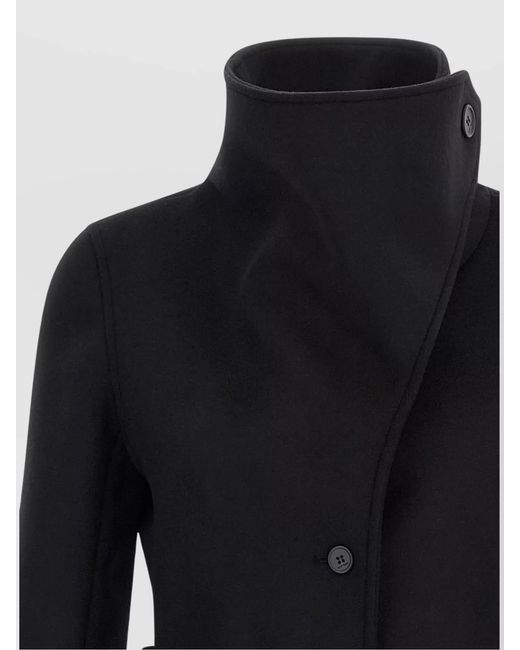 Courreges Blue Wool Silk Asymmetric Single Breasted Coat