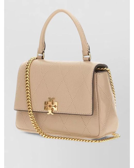 Tory Burch Natural Mini Leather Quilted Shoulder Bag