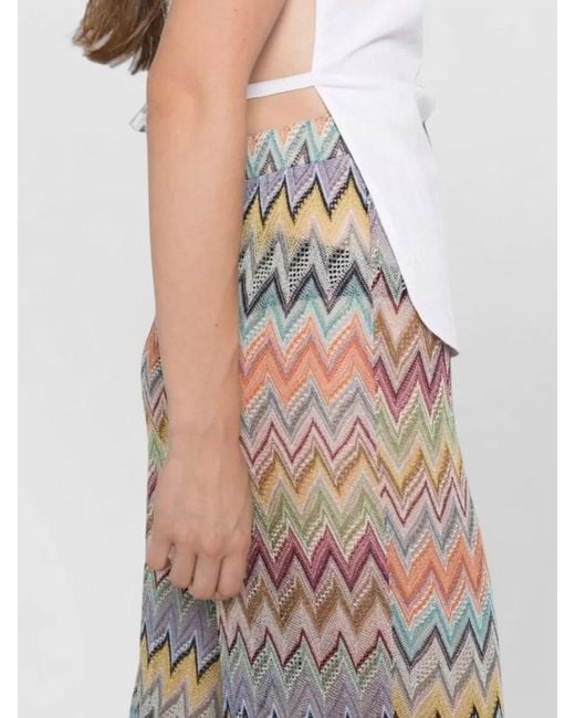 Missoni White High Waist Flared Trousers Summer Zigzag Pattern