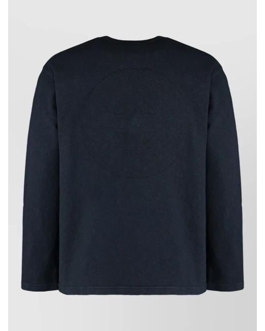 Stone Island Blue Long Sleeve Cotton Jersey Crew Neck for men