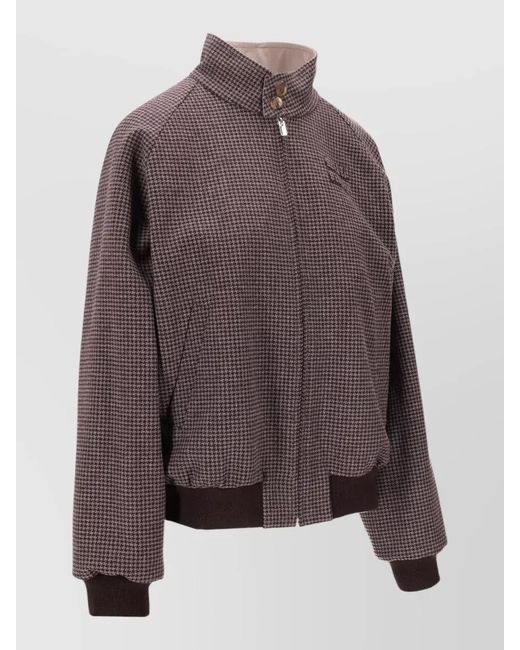 Miu Miu Brown Ribbed-Trim Reversible Bomber Jacket