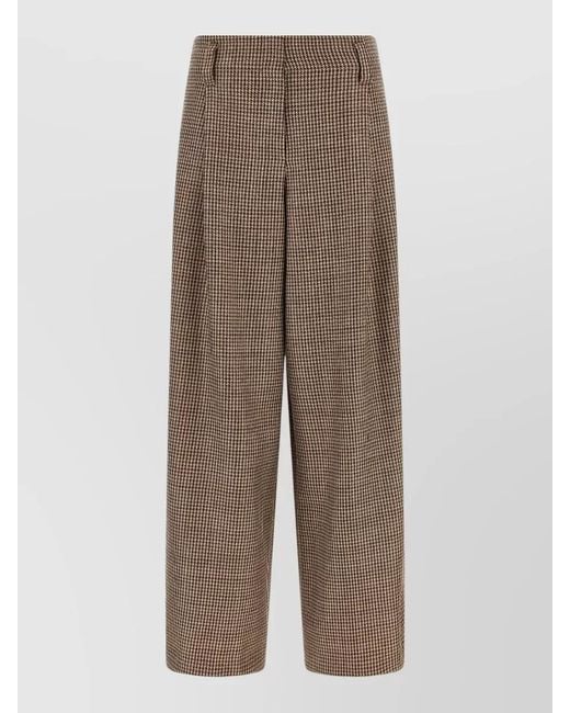 Brunello Cucinelli Brown Prince Of Wales Lamé Flared Trousers