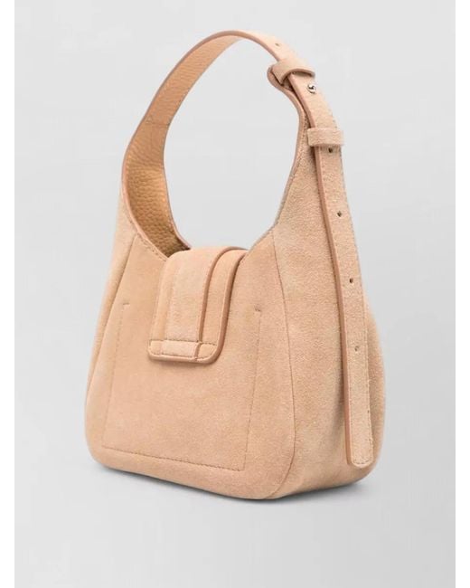 Hogan Natural Leather Shoulder Bag Suede Finish Strap