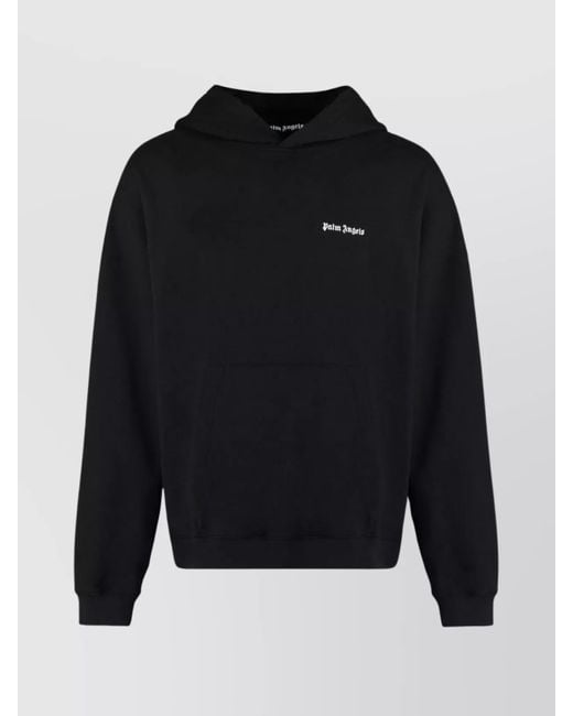 Palm Angels Blue Ribbed Cotton Hoodie for men