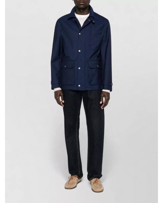 Brunello Cucinelli Blue Wool Field Jacket for men