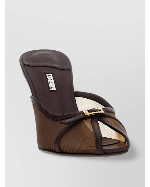 Le Silla Brown 'Vittoria' Mules With Buckle Accent And Stiletto Heel