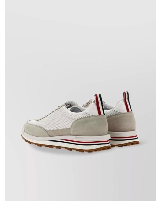 Thom Browne White Leather Mesh Low-Top Sneakers for men