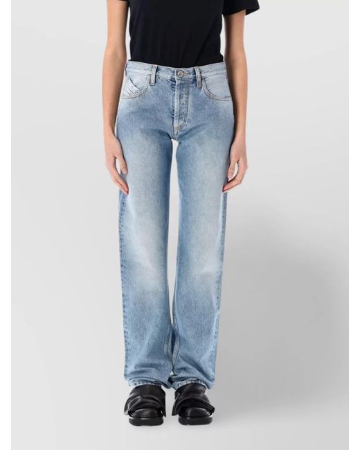 The Attico Blue Boyfriend Long Denim Straight Trousers