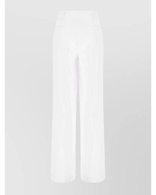Michael Kors White High Waist Pleated Trousers With Wide Legs