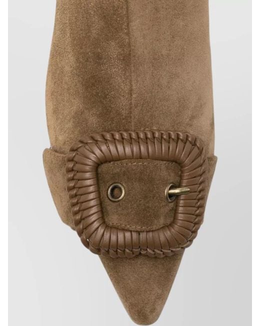 Roberto Festa Brown Pointed Toe Kitten Heel Ankle Boots Detail