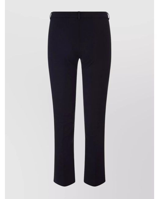 Max Mara Blue Slim Fit Stretch Fabric Trousers With Belt Loops